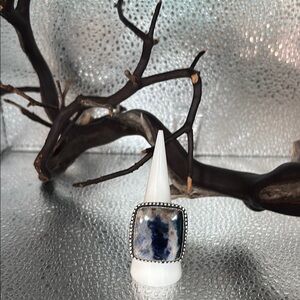 Size 8 Sodalite gemstone Square Ring 925